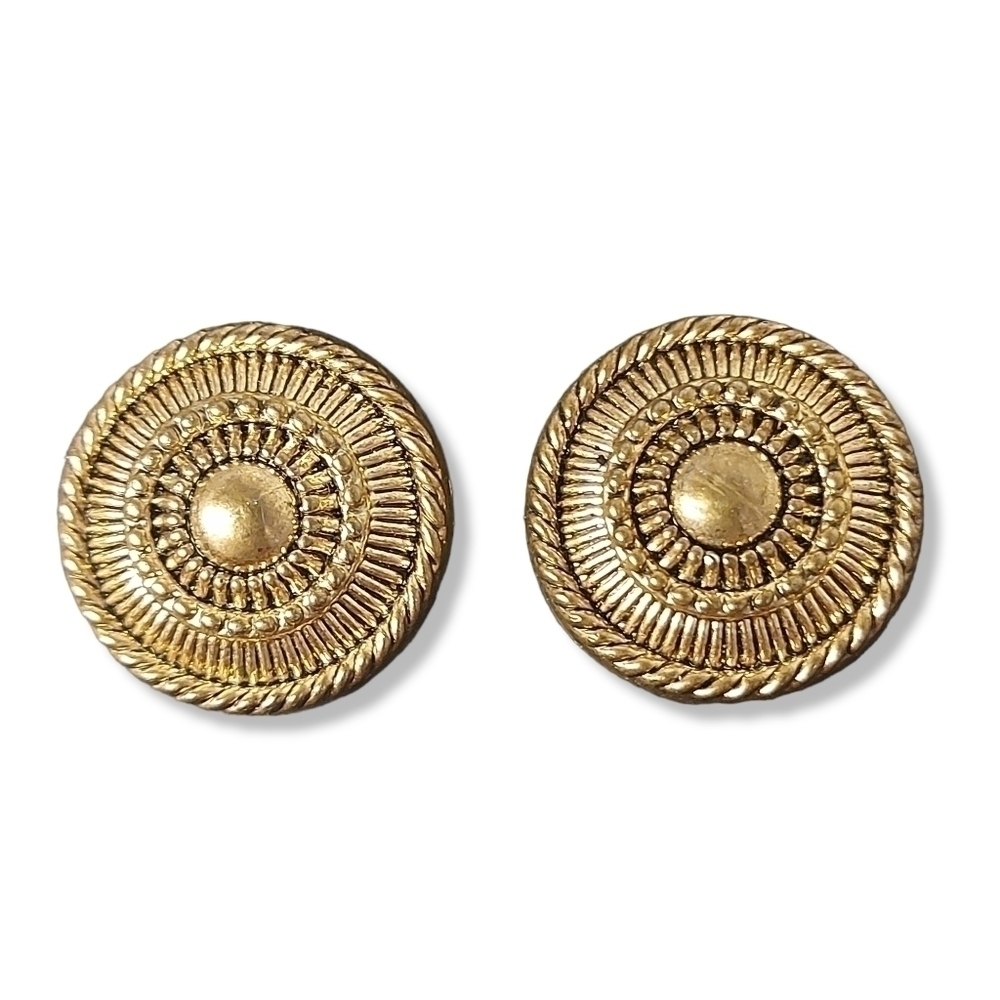 𝅺HANDMADE Vintage Gold Button Stud Earrings
